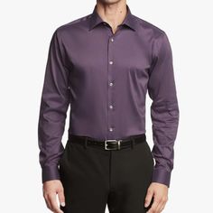 Van Heusen Men's Dress Shirt Slim Fit Ultra Wrinkle Free Flex Collar Stretch Ultra Wrinkle Free Slim Fit Spread Collar With Tips Pointed Outwards Adjustable Cuff No Pocket 66% Cotton, 31% Polyester And 3% Spandex Machine Wash Color: Eggplant Size: Large - Neck:16"-16.5" 36"-37" Sleeve Colors Can Vary Slightly Based On Device Display Quality, Screen Resolution And Lighting Conditions. New Without Tags Mens Plum Dress Shirt, Slim Fit Purple Business Shirt, Purple Slim Fit Shirt For Business, Purple Slim Fit Business Shirt, Fitted Purple Top For Semi-formal Occasions, Purple Fitted Top For Semi-formal Occasions, Fitted Purple Business Top, Semi-formal Purple Cotton Shirt, Fitted Purple Business Shirt