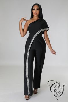 This so chic jumpsuit features, a stretchy fabric, boat neckline, midi sleeves, wide bottoms, self tie waist belt, no closures.  Model is wearing a 1X Fabric: 96% Polyester 4% Spandex Hand wash cold, line dry. Do not bleach, iron or dry clean. Bandage Jumpsuits, Chic Jumpsuit, Black Figure, Jumpsuit Chic, One Shoulder Tops, Boat Neckline, Affordable Luxury, Unique Dresses, Strappy Heels