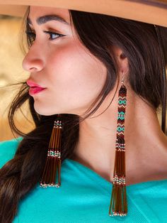 Beaded Waterfall Earrings – Brit West Porcupine Quill Jewelry Native Americans, Porcupine Quill Jewelry, Native American Inspired Fashion, Native American Beadwork Earrings, Hat Maker, Waterfall Earrings, Long Beaded Earrings, Indian Beadwork, Beaded Jewelry Pattern