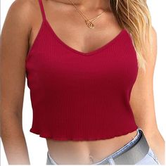 Nwt Summer Vneck Spaghetti Strap Crop Tank Top. Size Large Specific Sizes Are In Photos. 95% Cotton 5%Spandex. Suitable For All Seasons(Daily Wear,Fitness,Club,Party Beach) You Can Wear It With Any Clothes(Jackets,Jeans,Shorts,Skirt) Bust: 87cm/37-39” Length: 37cm/14.6”. Fast Shipping. Feel Free To Ask Any Questions. Accepting Reasonable Offers. Thank You For Visiting My Closet Casual Seamless V-neck Camisole, Casual Red V-neck Tank Top, Casual Stretch Camisole With V-neck, Casual Stretch V-neck Camisole, Solid Color V-neck Vest Top, Trendy Red Camisole Tank Top, Casual Red Tank Strap Tops, Casual Red Tank Crop Top, Trendy Red Camisole Top