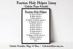 Fourteen Holy Helpers Litany, Catholic COVID Printable Prayer, Patron Saints Plague Pandemic, Catholic Home Altar, Convent Rectory Wall Art Catholic Home Altar, Study Gifts, Pope Quotes, Catholic Christmas Gifts, Nursery Gifts, Adult Baptism Gifts, Adult Baptism