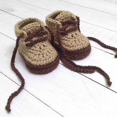 Cute Brown Non-slip Booties, Casual Crochet Booties With Round Toe, Brown Non-slip Booties With Round Toe, Brown Non-slip Round Toe Booties, Crochet Booties With Round Toe For Winter, Cute Brown Closed Toe Booties, Handmade Casual Booties With Round Toe, Baby Boy Boots, Construction Boots