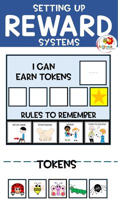 an image of reward cards for children to play in the game, with words and pictures on