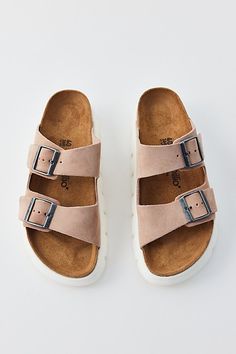 Suede Birkenstock Arizona sandals updated with a chunky flatform lug sole. Features Birkenstock Arizona chunky suede sandals An update to the iconic Birkenstock sandals Double-strap upper Contoured cork footbed Plenty of comfy arch support Deep lugged sole Slip-on style Content + Care Suede, cork, rubber Spot clean Imported Size + Fit Platform: 1.5" | Birkenstock Arizona Chunky Suede Sandal in Warm Sand, Women's at Urban Outfitters Casual Open Toe Footbed Sandals With Chunky Platform, Casual Footbed Sandals With Chunky Platform And Round Toe, Leather Footbed Sandals With Chunky Platform For Beach, Spring Footbed Sandals With Round Toe And Lug Sole, Casual Platform Footbed Sandals With Round Toe, Casual Footbed Sandals With Platform Flat Heel, Casual Footbed Sandals With Platform, Trendy Flat Heel Sandals With Leather Footbed, Casual Round Toe Platform Footbed Sandals