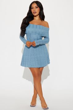 Available In Dusty Blue. Mini Dress Off Shoulder Neckline Long Sleeve Lined Stretch Length = 33" Self: 90% Nylon 10% Spandex Lining: 100% Polyester Imported | Margeaux Mini Dress in Dustyblue size XS by Fashion Nova Baby Shower Dresses Blue, Fashion Nova Dress Night, Classy Mini Dresses, Mini Dress Off Shoulder, Off Shoulder Neckline, Janet Guzman, Dress Off Shoulder, Dress Dusty, Fashion Nova Dress