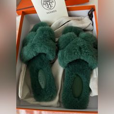 Brand New Never Worn With Receipt And Dust Bag And Box Hermes Sandals Fur, Hermes Slides, Shearling Sandals, Fuzzy Sandals, Hermes Oran Sandals, Red Leather Sandals, Hermes Shoes, Hermes Oran, White Sandals