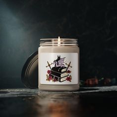 a candle that is sitting on a table