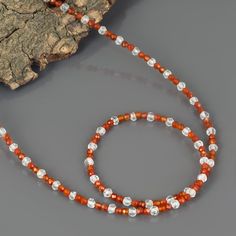 Carnelian Gemstone Beads Necklace  Shape- Round Faceted Size- 3MM Length- 45CM Metal- Pure 925 Sterling Silver  【BEAUTY FOR YOUR DECORATION】Every single bead has been manufactured in the highest of process standards; as a result, every bead comes out spectacular and glorious looking. Wide applications are waiting for you to explore, the beads are excellent for necklace, bracelets, earrings etc. * 【NATURAL GEMSTONE】---All beads are made from natural gemstone. Each Product bead will be unique and Orange Rondelle Jewelry For Gift, Orange Rondelle Necklace As Gift, Orange Rondelle Necklaces As A Gift, Orange Rondelle Necklace As A Gift, Silver Carnelian Beaded Necklace With Gemstone Beads, Gift Carnelian Faceted Beads, Silver Beaded Carnelian Necklace, Silver Carnelian Beaded Necklace, Silver Beaded Carnelian Necklaces