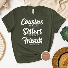 Get ready to show your family pride with this adorable Cousin T shirt! Perfect for family gatherings, reunions, or just everyday wear, this shirt is made for making lasting memories with your favorite relatives. Crafted from soft and comfortable material, this shirt features a fun and stylish design that celebrates the special bond between cousins. Wear it with pride and let everyone know you're part of the best team - Team Cousins! Shop these cool Cousin Shirts today. Cousin Sister Friend All s Casual Pre-shrunk T-shirt For Family Events, Cotton Crew Neck T-shirt For Family Events, Casual Cotton T-shirt For Family Events, Funny Cotton T-shirt For Family, Casual Pre-shrunk T-shirt For Family Reunion, Family Matching Cotton T-shirts For Family Reunion, Family Matching Cotton T-shirts For Family Events, Graphic Print Short Sleeve Shirt For Family Gatherings, Cotton Tops With Graphic Print For Family Events