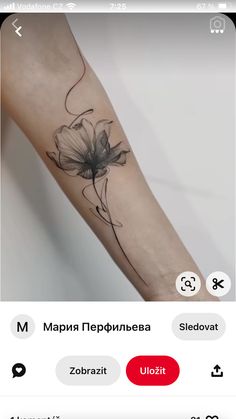 a flower tattoo on the left forearm and right arm, is shown in an instagram