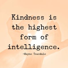 someone holding their hands together with the words kindness is the highest form of intelligence