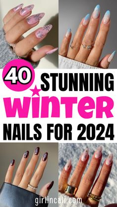 You'll find 40 cute winter nails 2024 trends here. They include short, long, stiletto, almond and coffin shaped nails. Check out these trendy and simple nail art designs ideas to do at home. The nail polish, acrylic and gel colors include white, navy and light blue, pink, burgundy and dark green. Find classy snowflake, winter dip, matte, ombre nails and nails for dark skin. Check out how to do new years and not christmas nails easy tutorial. Do gorgeous November, December, January, and February nails with me. Matte Ombre Nails, Nails For Dark Skin, Cute Winter Nails, Coffin Shaped Nails, Gel Colors, Long Stiletto, February Nails, Shaped Nails