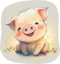 This cute little pig makes everyone on the farm happy. Watercolor and ink illustration. -- Choose from our vast selection of Crewneck and V-Neck T-Shirts to match with your favorite design to make the perfect graphic T-Shirt. Pick your favorite: Classic, Boxy, Tri-Blend, V-Neck, or Premium. Customize your color! For men and women. Cute Farm Animals Illustration, Pig Illustration Cute, Cute Pig Painting, Cute Pigs Drawing, Pig Cute Drawing, Pig Illustration Design, Cute Pig Illustration, Cute Pig Drawing, Watercolor And Ink Illustration