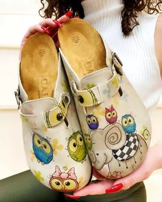 Cream Color and Colorful Owl and Cute Elephant Patterned Clogs - CAL315 Casual Multicolor Mules With Rubber Sole, Casual Slippers With Ortholite Insole And Round Toe, Casual Flat Heel Slippers With Ortholite Insole, Casual Closed Toe Slippers With Ortholite Insole, Comfortable Synthetic Clogs With Flat Heel, Comfortable Multicolor Clogs With Cushioned Footbed, Multicolor Mules With Rubber Sole And Round Toe, Casual Multicolor Closed Toe Slippers, Casual Clogs With Rubber Sole And Flat Heel