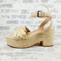 New Bring Boho Vibes To A Fav Look With The Steel Sandal From Marc Fisher. The Elegant Ankle Wrap Strap Adds Dimension, While The Jute And Raffia Detailing Brings The Laidback Energy For A Well Rounded Add. Raffia And Synthetic Upper Ankle Wrap Buckle Straps Rounded Open Toe Padded Footbed Summer Sandals With Stacked Heel And Ankle Strap, Summer Ankle Strap Heels With Stacked Heel, Beige Block Heel Wedge Sandals For Spring, Beige Round Toe Heels For Summer, Vacation Closed Toe Platform Heels, Adjustable Ankle Strap Heels For Summer, Closed Toe Sandals With Stacked Heel For Summer, Summer Sandals With Stacked Heel And Closed Toe, Spring Wedge Sandals With Heel Strap And High Heel