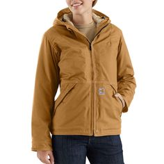 PRICES MAY VARY. Carhartt Company Gear Collection 8.5-ounce, for quick duck: 88 percent cotton/12 percent nylon with rain defender durable water repellent 20 percent lighter but just as warm as heavier outerwear Sherpa lining in body Insulated with 150 gram 3 M thinsulate platinum insulation for Duck Jacket, Sherpa Lined Jacket, Carhartt Womens, Carhartt Women, Carhartt Jacket, Active Jacket, Down Parka, Line Jackets, Sherpa Lined