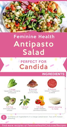 an info sheet describing the health benefits of antipasto salads and how to use it