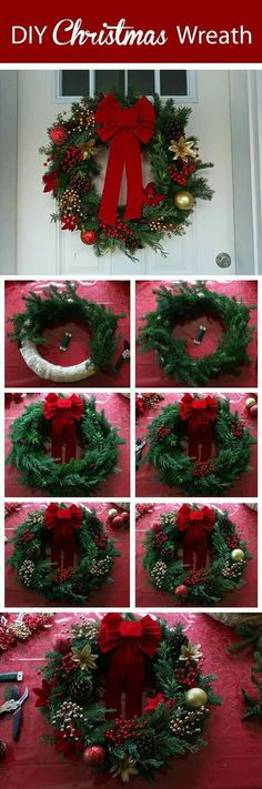 the steps to make a christmas wreath