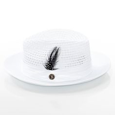 Handmade quality brings fine style to a poly-braid plumed fedora featuring a dented crown, snap brim, and sweatband perfect for hot summer days. Features: 2.25" Snap Brim 100% Natural PolyBraid 4.5'' Crown Height Cotton Sweatband Semi Formal Outfit, Formal Outfit, Hat Band, Hot Summer, Summer Days, Semi Formal, Fedora, Light Pink, White Black