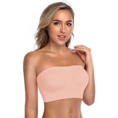 -90% Nylon, 10% Spandex -Pull-On Closure -Designed For You : This Great Multipurpose Strapless Bra Is A Unique Basic Tube Top-Whether It's For An Exercise Or Used As A Casual Strapless Bra For Daily Wear . Good Thing , Because You'll Never Want To Take It Off . -Materialmade Of Angool Unique Microfiber , The Elastic Seamless Bandeau Top Has High Elasticity Without Causing Any Irritation Reaction . The High-Quality Fabrics Are Resistant To Abrasion And Wash And Dry . Breathable Material Wicks Swe Stretch Nylon Bandeau Top, Spring Stretch Nylon Tube Top, Spring Nylon Stretch Tube Top, High Stretch Bandeau Tube Top, Solid Versatile Fitted Bra, High Stretch Bra With Removable Pads, Spring Nylon Bandeau Top, Spring Bandeau Nylon Top, Stretch Nylon Sleeveless Tube Top