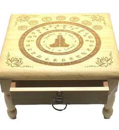 Pendulum Altar Table with Drawer Wooden Altar, Pendulum Board, Metaphysical Shop, Altar Table, Functional Storage, Spiritual Practices, Sacred Space, Sacred Geometry, Jewellery Display