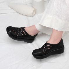 Handmade Woven Leather Flats Women Casual Walking Shoes in Black/Gray Black Leather Shoes With Round Toe For Spring, Black Leather Closed Toe Shoes With Stitched Sole, Black Leather Shoes With Stitched Sole, Black Leather Shoes With Flat Heel For Fall, Black Leather Shoes With Textured Sole For Spring, Black Faux Leather Shoes With Round Toe, Black Leather Shoes With Flat Heel For Spring, Black Leather Flat Heel Shoes For Spring, Black Leather Shoes For Fall