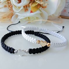 Set of 2 Personalized Matching Heart Bracelet, Custom Bracelet Jewelry Gift for Girlfriend, Mommy and Me, Best friend, Friends, Couples, Woman, Her.  💎HOW TO PLACE AN ORDER? You can complete the sale in a few steps. * Select the 1st and 2nd thread color from the menu tab (from the drop-down menu). (See last photo for thread colors) * Please specify the heart colors you want in the personalization section as in the example.  Example; 1. Gold 2. Silver Add to cart and complete your order. Congrat Same Bracelets For Couples, Cheap White Bracelets For Best Friend, Couple Thread Bracelet, Couple Handmade Bracelets, Heart Shaped Friendship Bracelets For Valentine's Day, Handmade Heart Bracelet As Best Friend Gift, Couples Heart Bracelet For Valentine's Day And Friendship, Adjustable White Double Heart Jewelry, Couples White Jewelry For Valentine's Day