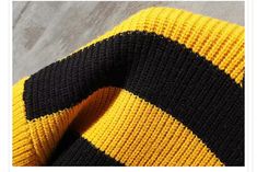 Classic Striped Sweater – h0neybear Oversized Yellow Sweater For Streetwear, Yellow Wool Winter Sweater, Yellow Acrylic Sweater For Winter, Yellow Winter Sweater For Streetwear, Trendy Yellow Soft Knit Sweater, Casual Yellow Wool Sweater, Yellow Acrylic Winter Sweater, Yellow Wool Sweater For Fall, Trendy Cotton Sweater For Cold Weather