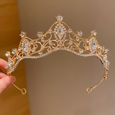 1pcs little girl gold crown girl rhinestone crown hair accessories Quinceanera Crowns Gold, Crown Hair Accessories, Princess Crowns, Crown Hair, Rhinestone Crown, Princess Crown, Gold Crown, Crown Hairstyles, Better Living