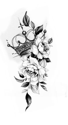 a black and white drawing of flowers