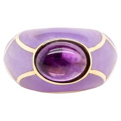 One lady's custom made polished 14K yellow gold, amethyst cocktail ring with a half round shank. The ring is a size 7. The ring weighs a total of 7.20 grams. Engraved with "14K". In excellent condition. Bezel Set in 14 Karat Yellow Gold with: One (1) natural, oval-shaped, cabochon cut, amethyst: Species: Natural Quartz Variety: Natural Amethyst Measurements: 9.96mm x 7.84mm x 4.61mm in depth. Estimated Weight: 2.01 ct. Cut Style: Crown: Cabochon Cut Cut Style: Pavilion: Flat Color Range: Strongl Five Golden Rings, Amethyst Cocktail Ring, Golden Ring, Dope Jewelry, Creative Jewelry, Flat Color, Amethyst Ring, Cocktail Ring, Cocktail Rings