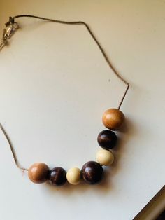 Wooden beads on cotton necklace :) Bohemian Beaded Necklaces With Large Beads For Everyday, Everyday Bohemian Necklace With Wooden Beads, Bohemian Necklaces With Large Beads For Everyday, Bohemian Necklace With Large Beads For Everyday, Bohemian Single Strand Beaded Necklaces For Everyday, Bohemian Everyday Necklace With Large Beads, Adjustable Large Beads Necklace For Everyday, Earthy Natural Beaded Necklace, Casual Wooden Beads Necklace As Gift