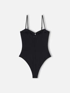 Woman underwired one piece swimsuitBlack plain colorRegular fitComposition: 90% Polyamide 10% ElastanCare instructions: Cold hand wash. Do not soak. Do not iron. Do not dry off in contact with other garments. Rinse after contact with chlorine or salt water Solid Color One-piece Polyamide Bodysuit, Underwire Swimwear With Built-in Bra, High Cut Nylon Bodysuit For Swimming, High Cut Bodysuit With Built-in Bra For Summer, Solid Underwire Bodysuit For Sunbathing, High Cut Shapewear Swimwear For Summer, Solid Color Underwire Bodysuit For Beach Season, Second-skin Nylon Bodysuit For Pool, Underwire Bodysuit With Built-in Bra For Sunbathing