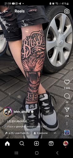 a person's legs with tattoos on them