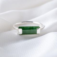 Valentine's Day Jewelry, Gift Set, Gift For Her, Green Jade Ring Raw Gemstone Long Bar SOLID Sterling Silver 925 Ring Natural Long Terminated SOLID Sterling Silver Ring PRODUCT DETAILS: - Base Metal: SOLID STERLING SILVER (925) - Gemstone: Green Jade - Type: Polished - Gemstone Length: 6-10 mm - Gemstone Width: 3-4 mm (Approx) PLEASE NOTE: - These Are Natural Raw Stones in as it is Pencil Formation from Nature so Width, Height, and Color will Vary as per the size Ranges mentioned in the descript Jade Open Ring For Gift, Jade Open Ring Gift, Jade Open Ring As Gift, Green Sterling Silver Stackable Crystal Ring, Green Stackable Sterling Silver Crystal Ring, Green Sterling Silver Stackable Open Rings, Green Jade Ring, Raw Crystal Ring, Green Tourmaline Ring