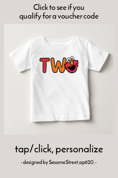 Elmo Second Birthday Baby T-Shirt - tap to personalize and get yours #BabyTShirt #SesameStreet #affiliatelink #sesame #street, #children, Unisex Pre-shrunk T-shirt For First Birthday, White Crew Neck T-shirt For Playtime, Basic Crew Neck T-shirt For Birthday, First Birthday Short Sleeve T-shirt With Text Print, First Birthday T-shirt With Text Print, Unisex White T-shirt For Playtime, Short Sleeve T-shirt With Text Print For First Birthday, First Birthday Graphic Tee With Name Print, Name Print Short Sleeve T-shirt For Playtime