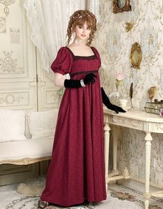 Gothic Regency Era Burgundy Dress Plus Size - Empire Waist Ball Gown - – WonderlandByLilian Elegant Floor-length Victorian Dress For Theater, Regency Style Medieval Dress With Fitted Bodice, Red Victorian Dress With Fitted Bodice, Elegant Dress With Fitted Bodice For Theater, Elegant Red Victorian Dress With Fitted Bodice, Regency Victorian Dress For Debutante Ball, Elegant Historical Dresses For Theater, Elegant Historical Theater Dresses, Elegant Red Victorian Dress With Historical Design