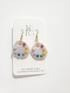 These ABC Earrings are perfect for back to school and teachers The hardware is 18k gold plated Back To School Earrings, Paint Pallette, School Earrings, Teacher Earrings, Back To School Art, Teacher Things, Girls Handmade, School Art, Art Teacher