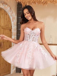 Tulle Tiered Homecoming Dress 2024 Short Sparkly Lace Corset Layered Formal Party Gowns Pink Party  Sleeveless Mesh Floral,Plants Fit and Flare Non-Stretch  Weddings & Events, size features are:Bust: ,Length: ,Sleeve Length: Pink Homecoming Dress Short, Pink Homecoming Dresses Short, Corset Layering, Women Cocktail Dresses, Pink Homecoming Dress, Pink Party Dresses, Rose Bonbon, Dress 2024, Pink Party