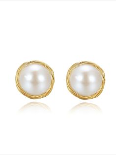 Crafted with imported 14K gold-filled material and adorned with freshwater pearls, these earrings epitomize understated sophistication. With a finished diameter of approximately 12mm (including metal parts), they radiate subtle refinement. Whether for professional attire or casual outings, these earrings effortlessly accentuate your personal style. Embrace the enduring charm of the Classic Wrapped Series to elevate your look. Material: 14k Gold Filled Pearl: Freshwater Pearls Finished Diameter: 12mm 15mm(including metal parts) Classic Gold Round Pearl Earrings, Classic Gold Pearl Earrings, Hypoallergenic Gold Round Pearl Earrings, Gold Akoya Pearl Hypoallergenic Earrings, Gold Minimalist Pearl Earrings For Formal Occasions, Minimalist Gold Pearl Earrings For Formal Occasions, Gold Plated Round Pearl Earrings For Formal Occasions, Minimalist Stud Earrings, Minimalist Earrings Studs