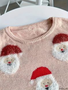 Peilia - Festive Womens Christmas Santa Claus Pattern Pullover Sweater - Comfortable Long Sleeve Drop Shoulder Sweater for Casual Wear Drop Shoulder Sweater, Womens Christmas, Christmas Santa Claus, Drop Shoulder Sweaters, Christmas Women, Christmas Santa, Pattern Blocks, Shoulder Sweater, Pullover Sweater