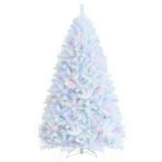 a white christmas tree with multicolored lights