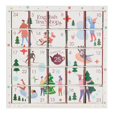 the english tea shop wooden calendars are designed to look like children's christmas trees