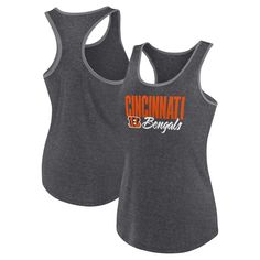 Stay comfortable during hotter weather when you put on this Cincinnati Bengals Fuel Racerback tank top. Constructed by Fanatics, this tank features incredible Cincinnati Bengals graphics printed across the chest. The soft fabric and sleeveless construction will ensure you can beat the heat. Cincinnati Bengals Logo, Bengals Logo, Gym Tank Tops, Muscle Tank Tops, Team T Shirts, Plus Size Tank Tops, Sequin Tank Tops, Cincinnati Bengals, Heather Black