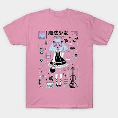 Magical Girl illustration by @fashionmonsterhouse -- Choose from our vast selection of Crewneck and V-Neck T-Shirts to match with your favorite design to make the perfect graphic T-Shirt. Pick your favorite: Classic, Boxy, Tri-Blend, V-Neck, or Premium. Customize your color! For men and women. Harajuku Style Short Sleeve T-shirt With Graphic Design, Trendy Pink T-shirt With Character Print, Kawaii T-shirt With Letter Print For Streetwear, Kawaii Letter Print T-shirt For Streetwear, Kawaii Anime Print T-shirt For Summer, Cute Black T-shirt With Graphic Design, Trendy Cotton T-shirt With Anime Print, Pink Harajuku T-shirt With Graphic Design, Harajuku Tops With Funny Print For Streetwear