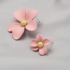 This Pair Of Mismatched Earrings Is A Wonderful Addition To Your Wardrobe And Your Style Style! This Unique Pair Is Sure To Get Lots Of Compliments! Delicate Pink Flower Earrings For Party, Petal-shaped Pink Jewelry For Party, Pink Petal-shaped Earrings For Spring, Pink Feminine Flower Drop Earrings, Delicate Pink Flower Earrings For Spring, Feminine Pink Flower Drop Earrings, Pink Feminine Flower Earrings, Pink Feminine Flower Earrings For Party, Feminine Pink Flower Earrings For Party