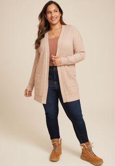 Plus Size 90s Slouch Cardigan - Materials & Care:imported - 53% polyester 30% rayon 17% nylon - machine wash New Jeans Top, Maurices Outfits, Plus Size 90s, Plus Size Styles, Maurices Plus Size, Maternity Pajamas, Adaptive Clothing, Cardigan Beige, Blouse Pants