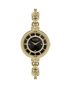 Versus Versace Les Docks Watch, 36mm Versus Versace Watch, Black And Gold Watch, Versace Gold, Versus Versace, Bracelet Watches Women, Versace Watch, Crystal Watches, Jewelry Clasps, Yellow Gold Bracelet