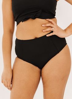 Photo of a woman wearing black high-waist swim bottoms Modest Swim, 32a Bra, Black High Waist, Princess Seams, High Waist Bottoms, Almost Perfect, Giving Back, Black Bottoms, Princess Seam