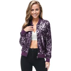 Elevate your fashion game with our Sequin Bright Color Bomber Zip-Up Solid Jacket, a dazzling blend of glamour and urban chic. This eye-catching piece features all-over sequin detailing that adds a touch of dazzle to your look, making it the perfect choice for any occasion. The bomber silhouette adds a trendy and sporty vibe, while the vibrant color palette ensures you'll make a bold statement wherever you go. Whether you zip it up for a sleek appearance or leave it open for a casual cool vibe, Chic Embellished Outerwear For Party Season, Trendy Outerwear With Contrast Sequin For Party, Winter Night Out Contrast Sequin Fabric, Winter Glitter Long Sleeve Outerwear, Trendy Embellished Outerwear For Party, Trendy Spring Outerwear With Contrast Sequin, Glitter Outerwear For Fall Party, Chic Sequined Outerwear For Night Out, Chic Contrast Sequin Party Outerwear